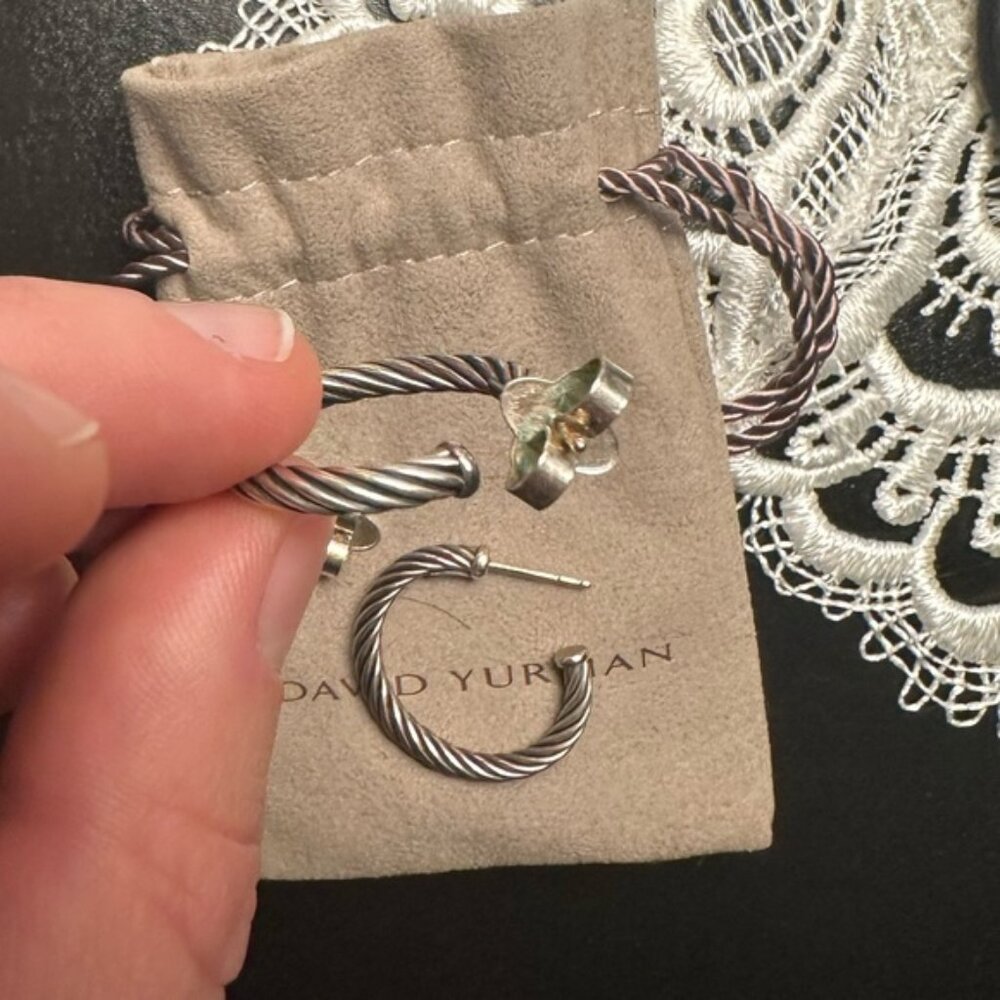 David Yurman cable hoop earrings silver